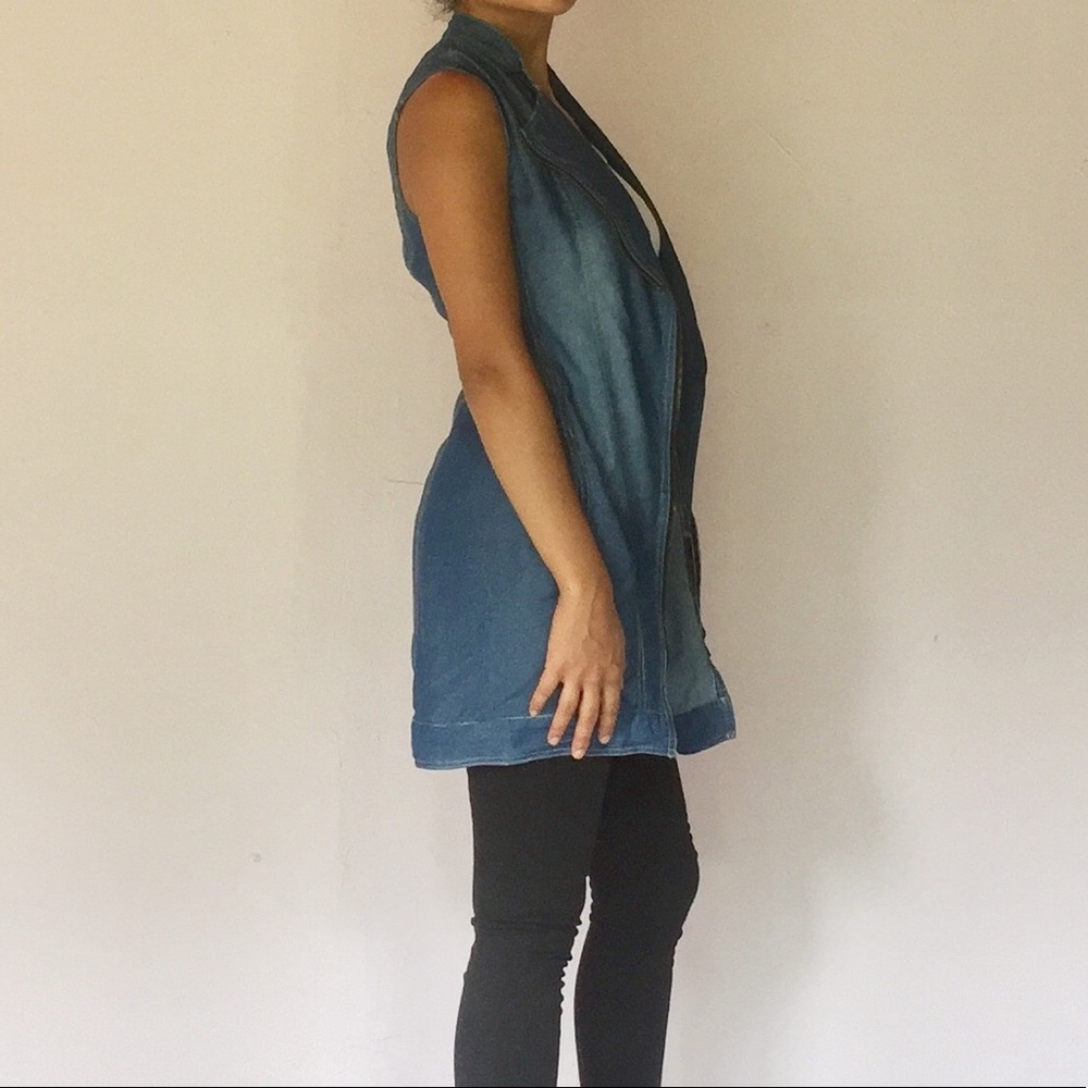 Zippered Denim Vest - Picture 3 of 6